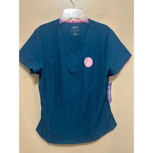 Heartsoul Women's Scrub‎ Top Size Small Teal Stretch V-Neck NWT Tuckable